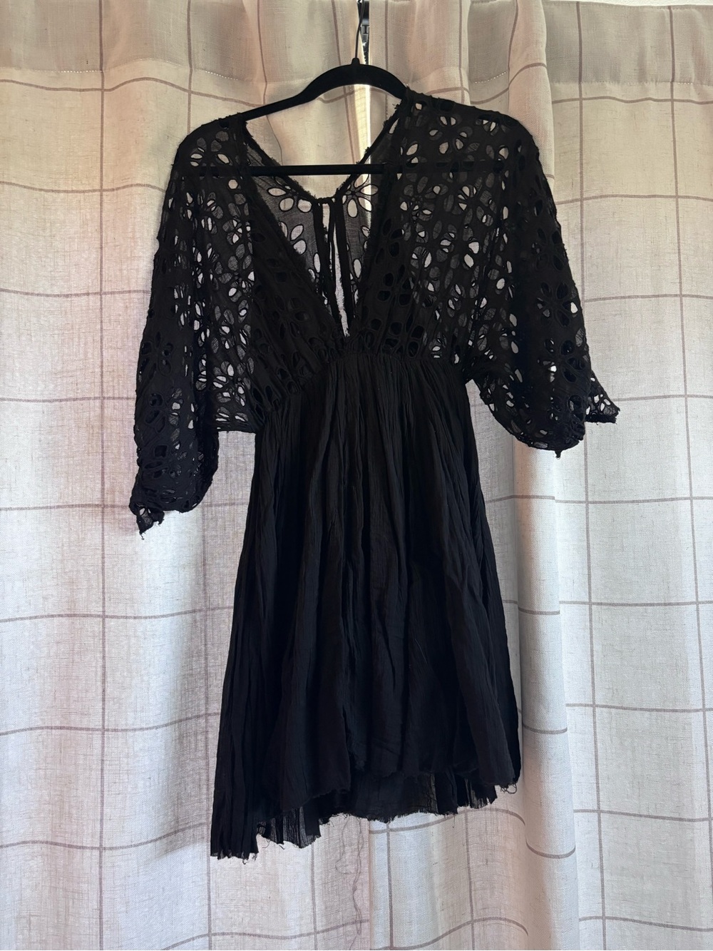 Free People Black Eyelet Mini Dress